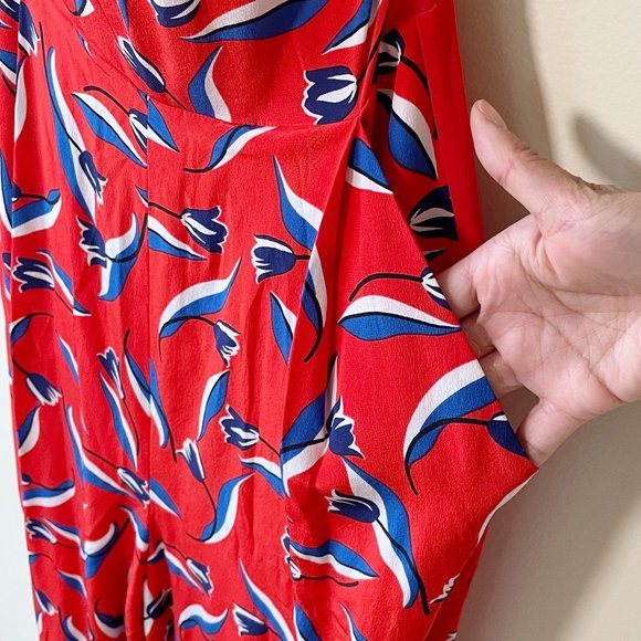 Whistles Lyza Pure Silk Tulip Print Jumpsuit, Red/Multi - Picture 9 of 9